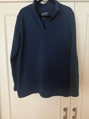 Men's Navy/Black Tweed  Half-Zip Pullover Sweater